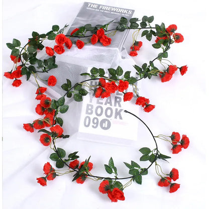 Girlanda ze sztucznych róż 2 m – biała