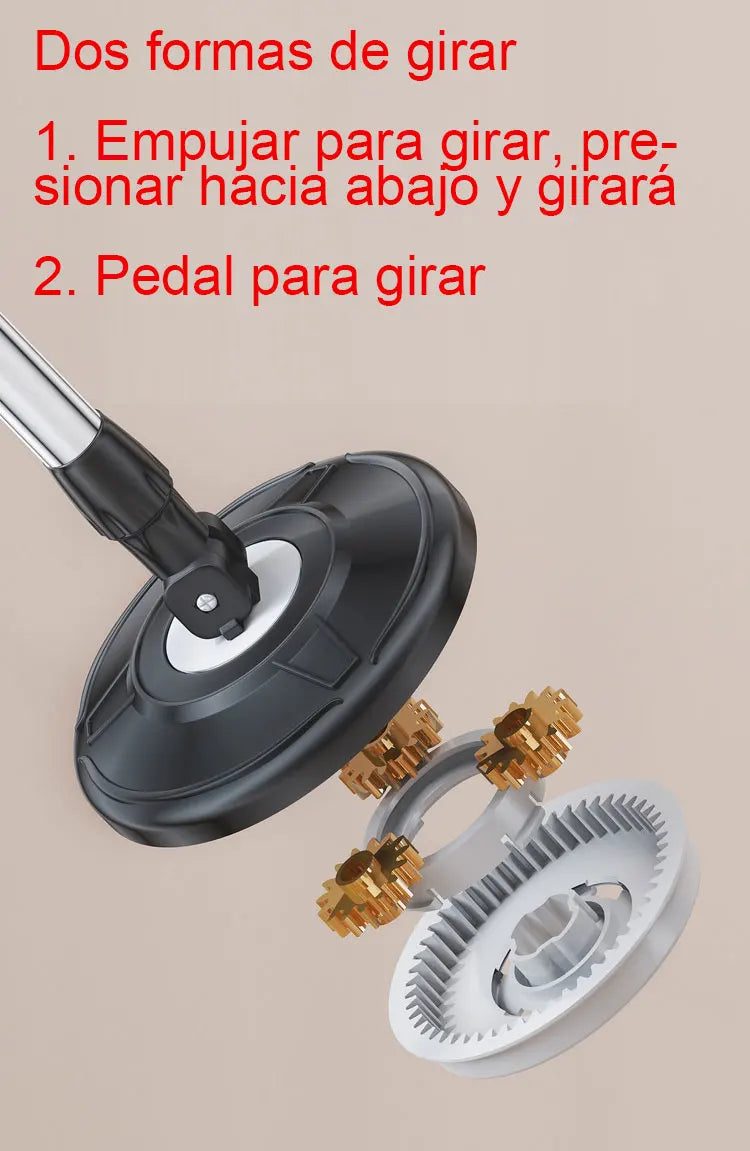 Kompletny zestaw mop obrotowy z wiadrem – system łatwego wyciskania