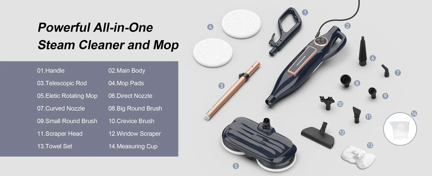 Mop parowy 10w1 1300W – obrotowa nakładka do podłóg