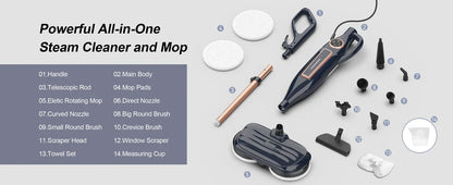 Mop parowy 10w1 1300W – obrotowa nakładka do podłóg