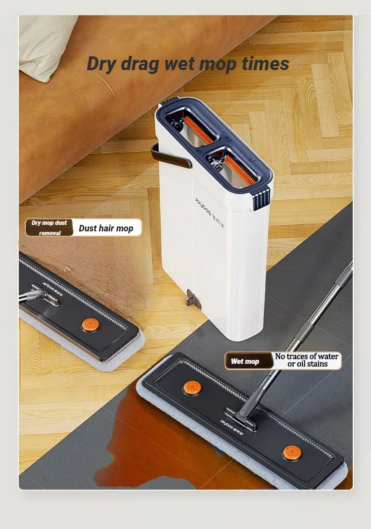Mop płaski JOYBOS 33 cm z wiadrem – system 2w1 mokre & suche czyszczenie