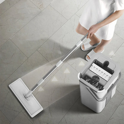 Mop z mikrofibry z wiadrem – system wyciskania bez dotykania rąk