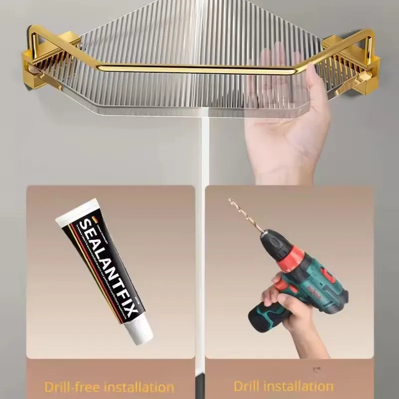 Akrylowa półka łazienkowa narożna – złota / srebrna