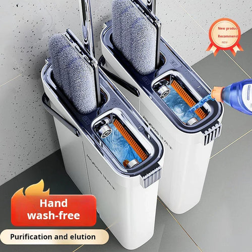 Mop płaski JOYBOS 33 cm z wiadrem – system 2w1 mokre & suche czyszczenie