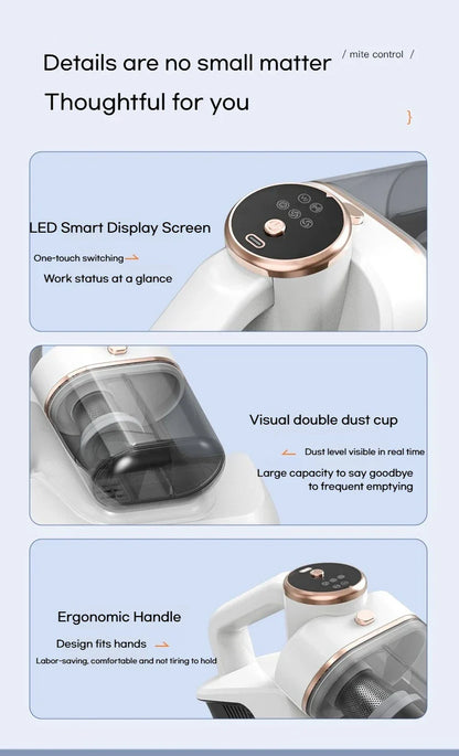 Odkurzacz do roztoczy 10000Pa – UV, podwójny zbiornik, 3 tryby