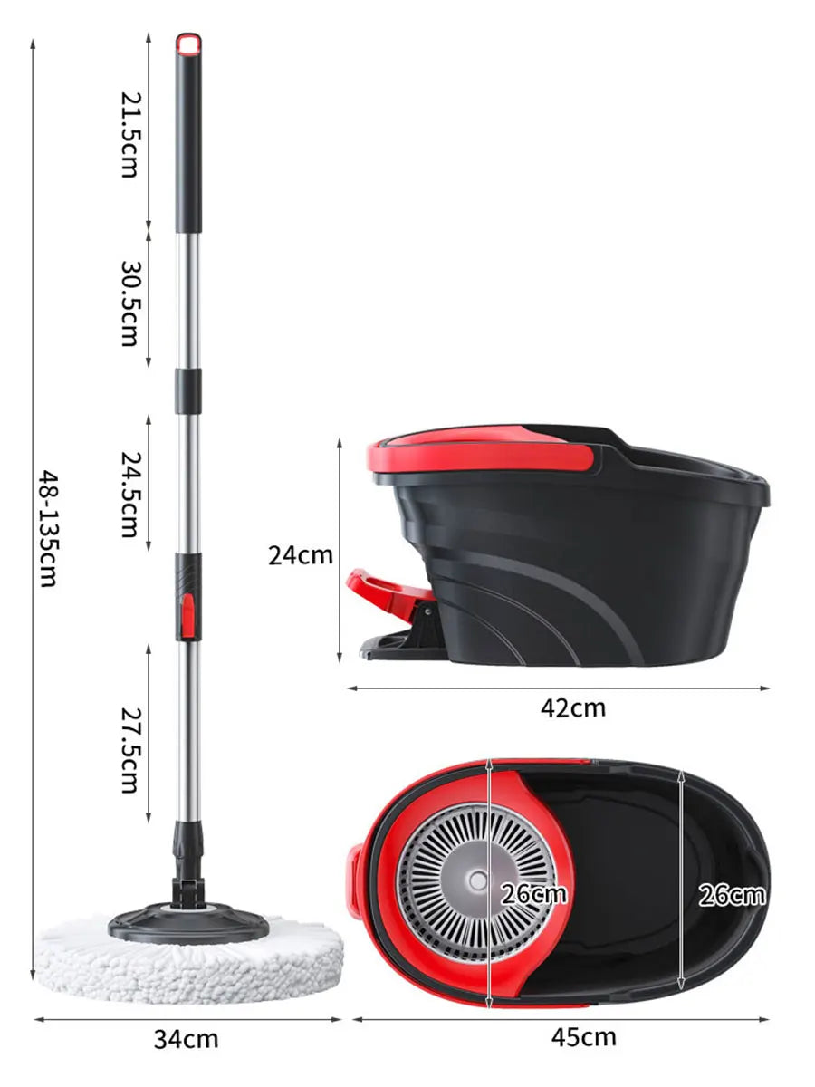 Kompletny zestaw mop obrotowy z wiadrem – system łatwego wyciskania