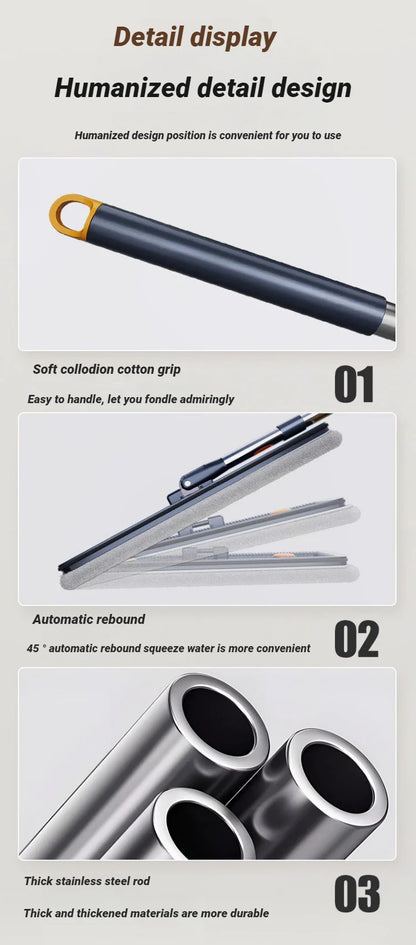 Mop płaski JOYBOS 33 cm z wiadrem – system 2w1 mokre & suche czyszczenie