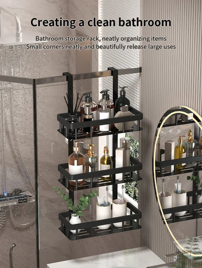 3-poziomowa półka łazienkowa na drzwi – organizer pod prysznic