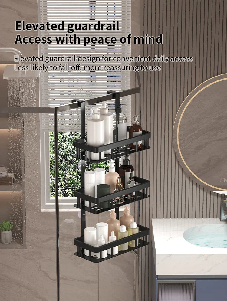 3-poziomowa półka łazienkowa na drzwi – organizer pod prysznic