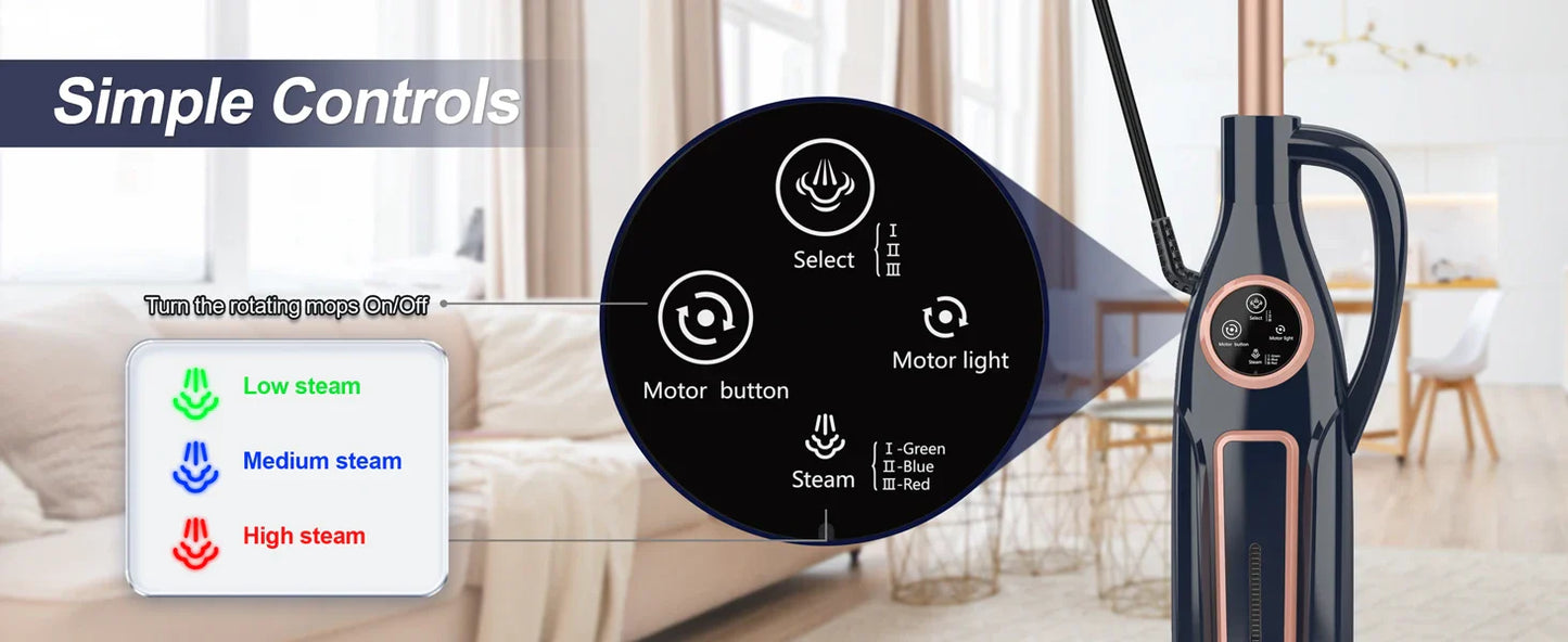 Mop parowy 10w1 1300W – obrotowa nakładka do podłóg