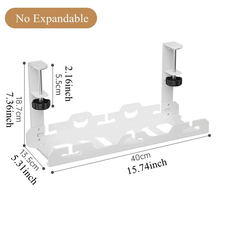 Teleskopowa półka pod biurko – organizer na kable bez wiercenia
