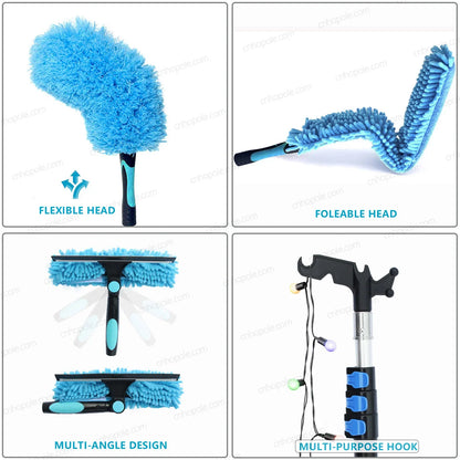 Zestaw do odkurzania 12 ft z teleskopowym drążkiem – szczotki i ściągaczka