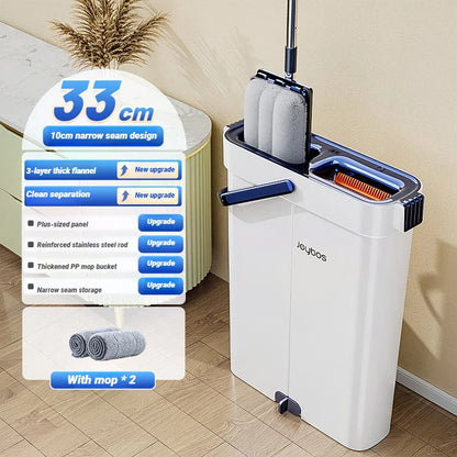 Mop płaski JOYBOS 33 cm z wiadrem – system 2w1 mokre & suche czyszczenie