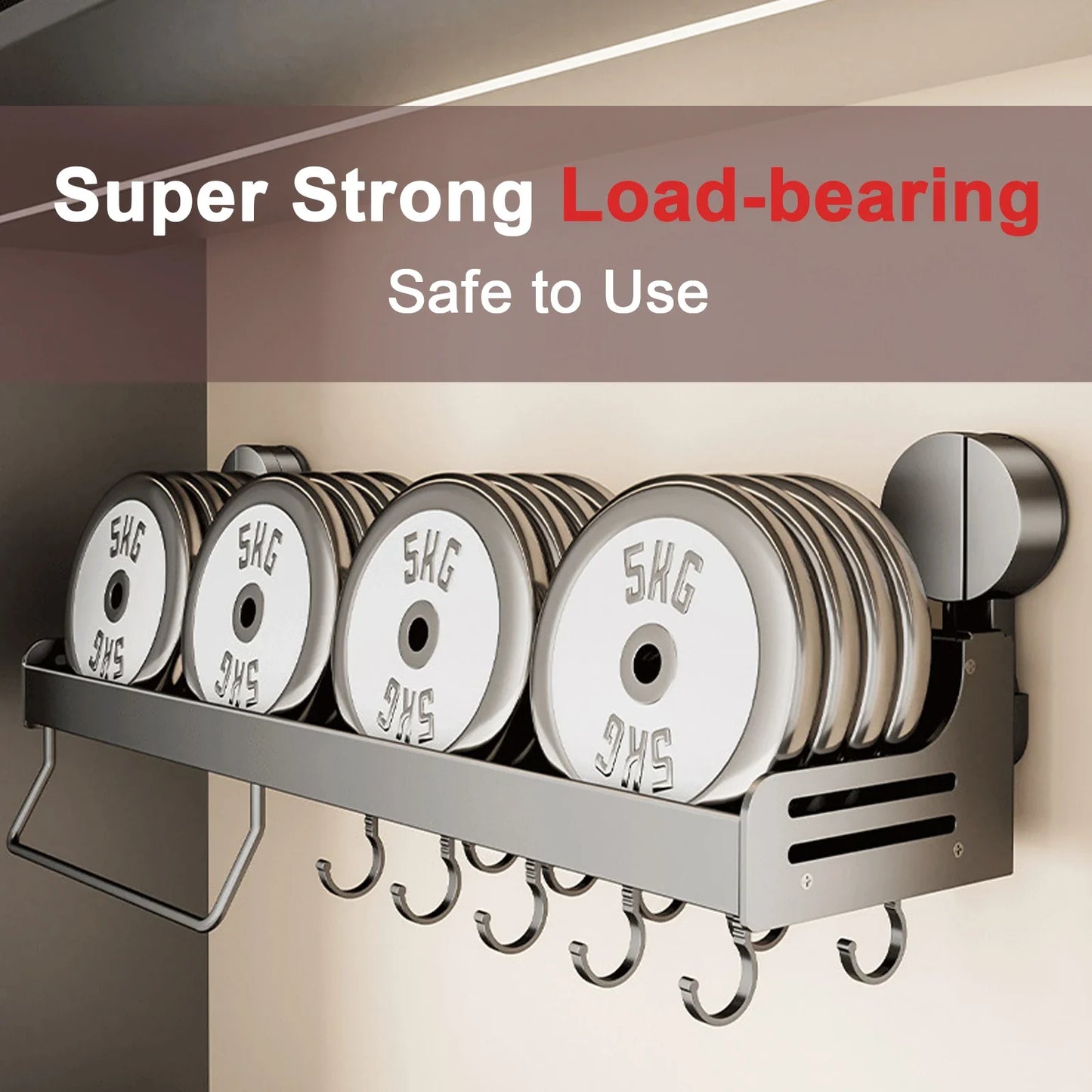 Ścienny organizer kuchenny na przyssawki – półka na przyprawy i noże