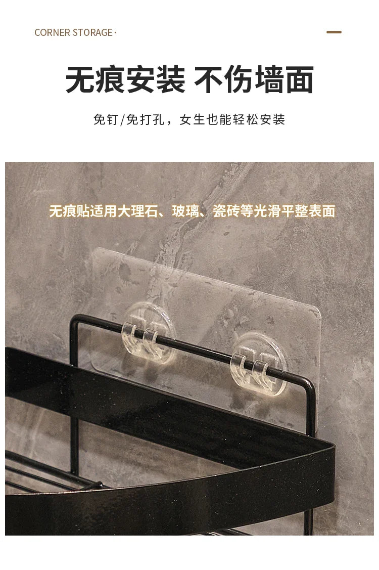 Złota półka łazienkowa narożna – bez wiercenia