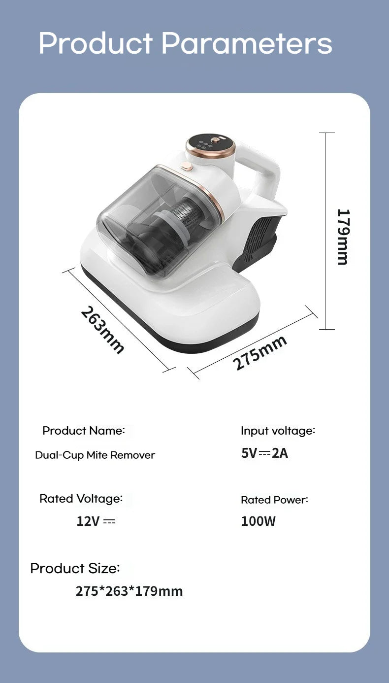 Odkurzacz do roztoczy 10000Pa – UV, podwójny zbiornik, 3 tryby