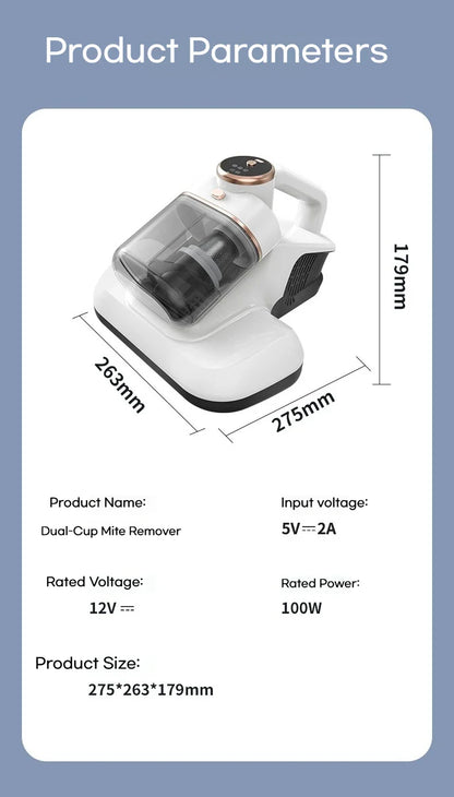 Odkurzacz do roztoczy 10000Pa – UV, podwójny zbiornik, 3 tryby
