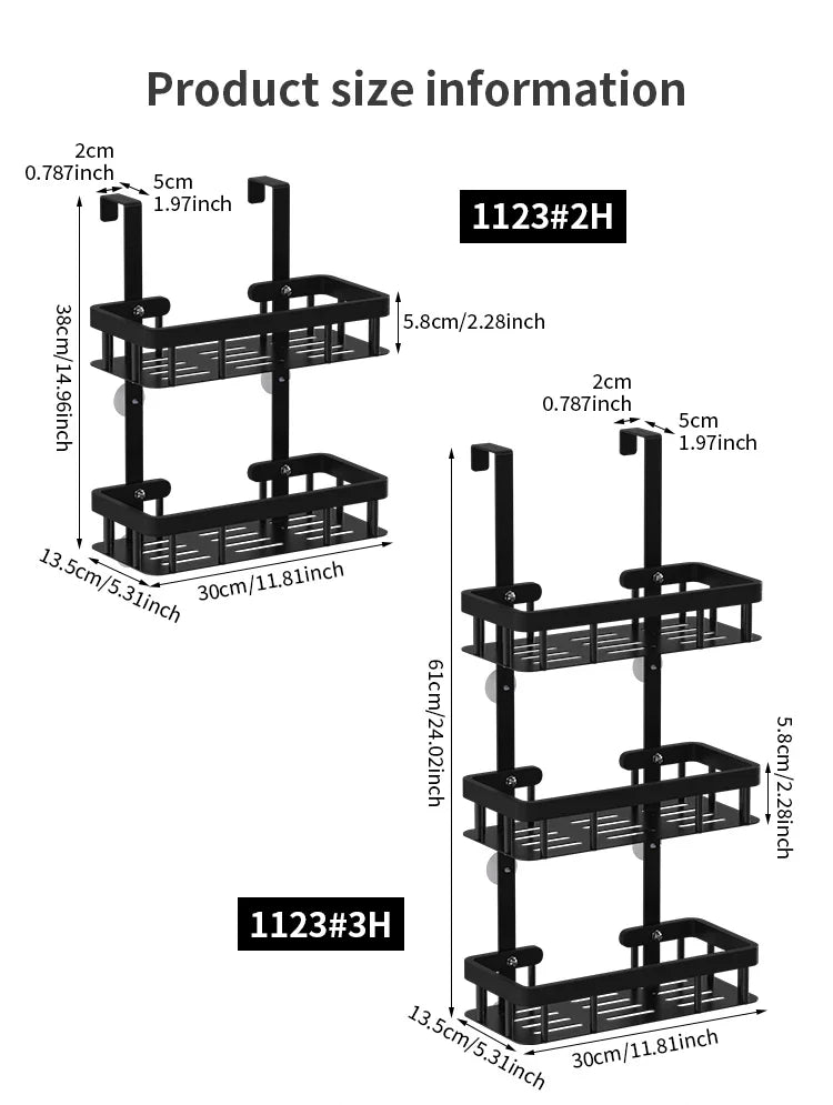 3-poziomowa półka łazienkowa na drzwi – organizer pod prysznic