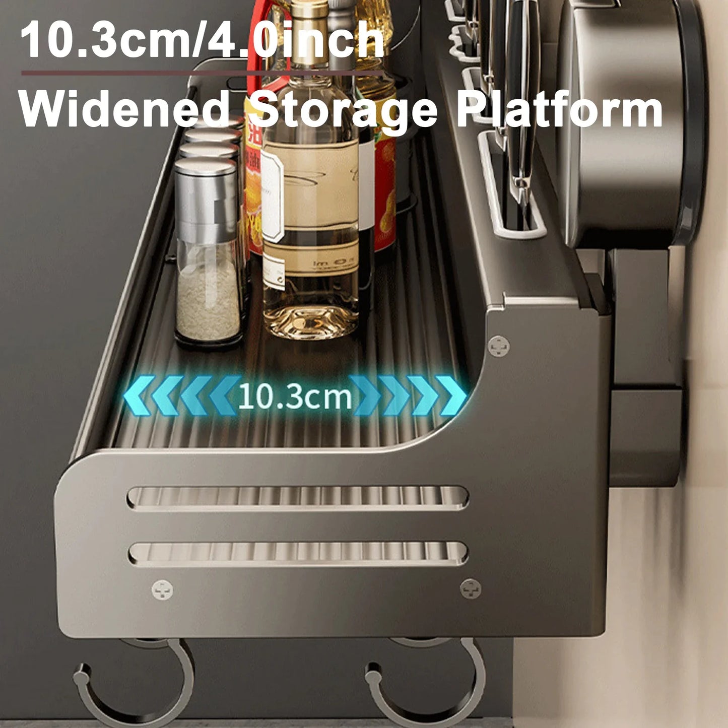 Ścienny organizer kuchenny na przyssawki – półka na przyprawy i noże