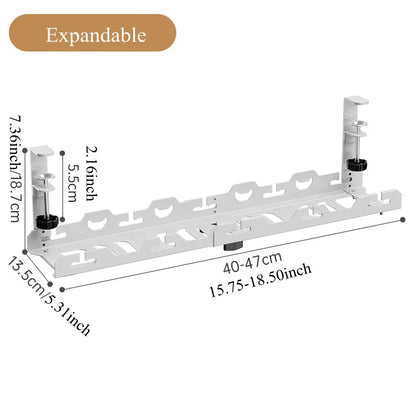 Teleskopowa półka pod biurko – organizer na kable bez wiercenia