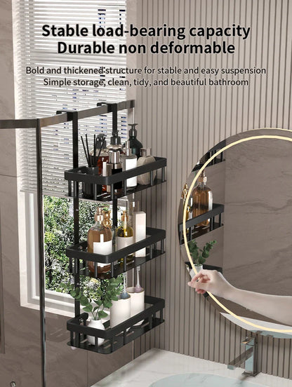 3-poziomowa półka łazienkowa na drzwi – organizer pod prysznic