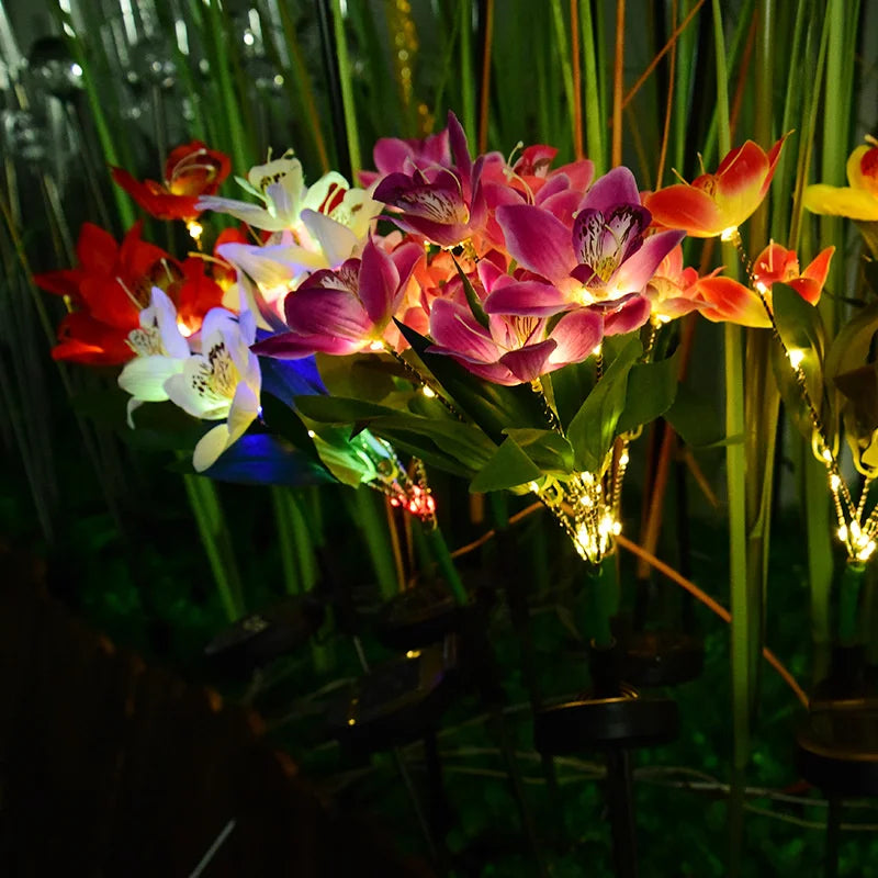 Solarna lampa ogrodowa Orchidea LED – dekoracyjny kwiat do trawnika