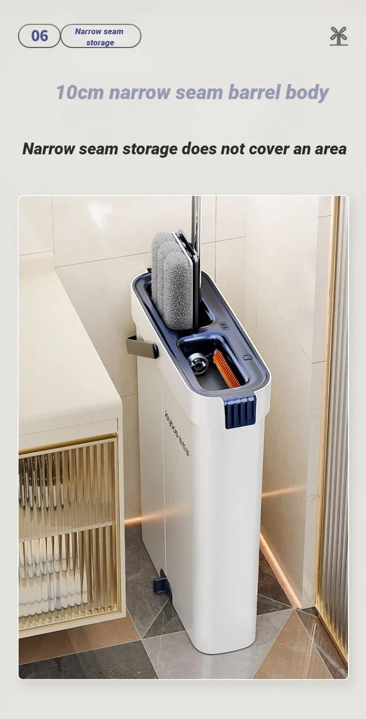 Mop płaski JOYBOS 33 cm z wiadrem – system 2w1 mokre & suche czyszczenie