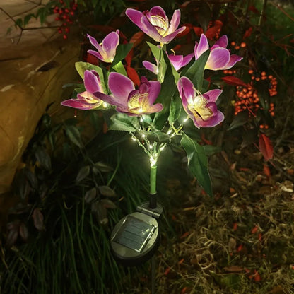 Solarna lampa ogrodowa Orchidea LED – dekoracyjny kwiat do trawnika