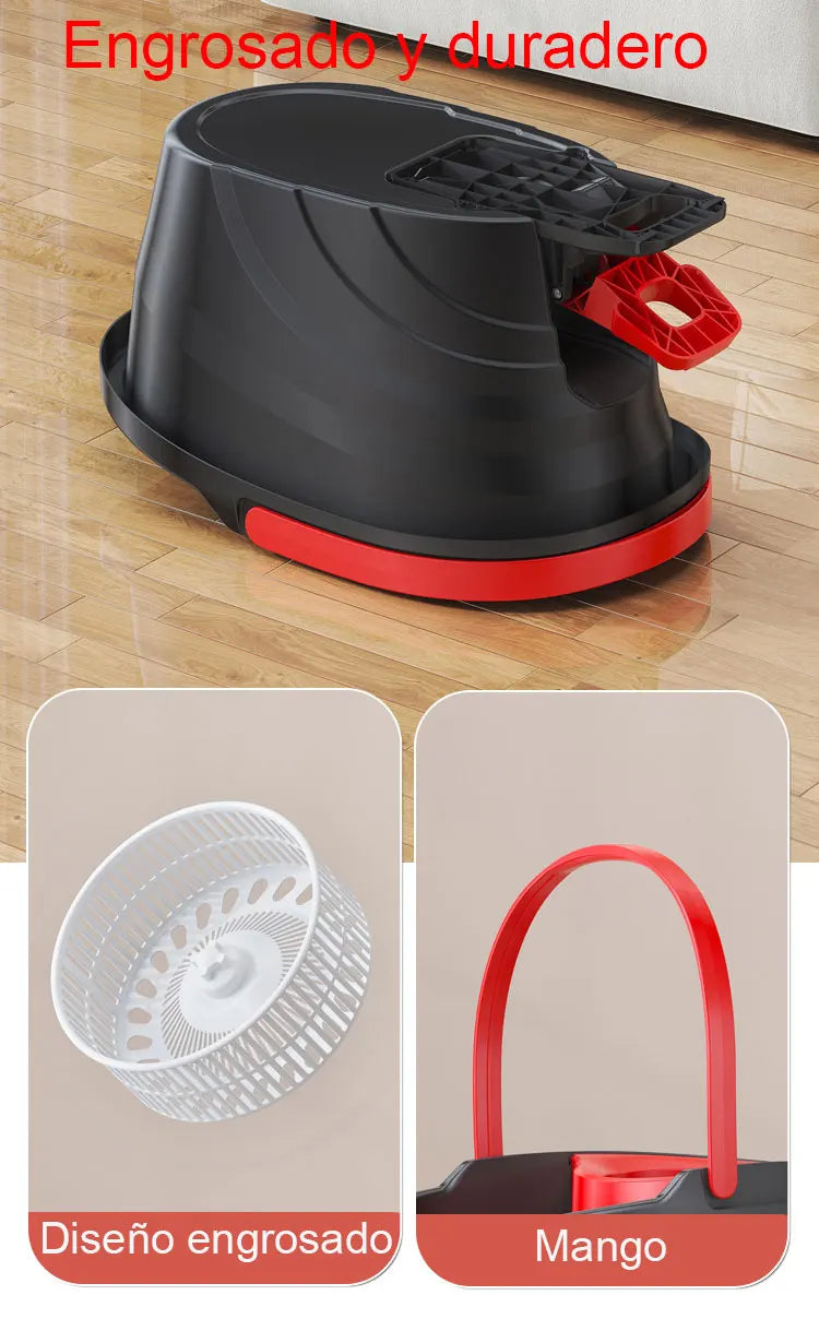 Kompletny zestaw mop obrotowy z wiadrem – system łatwego wyciskania