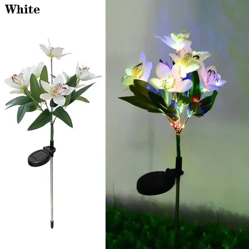 Solarna lampa ogrodowa Orchidea LED – dekoracyjny kwiat do trawnika