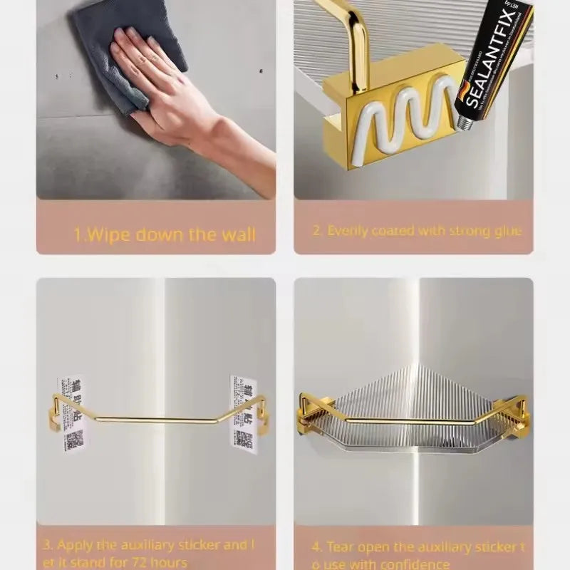 Akrylowa półka łazienkowa narożna – złota / srebrna