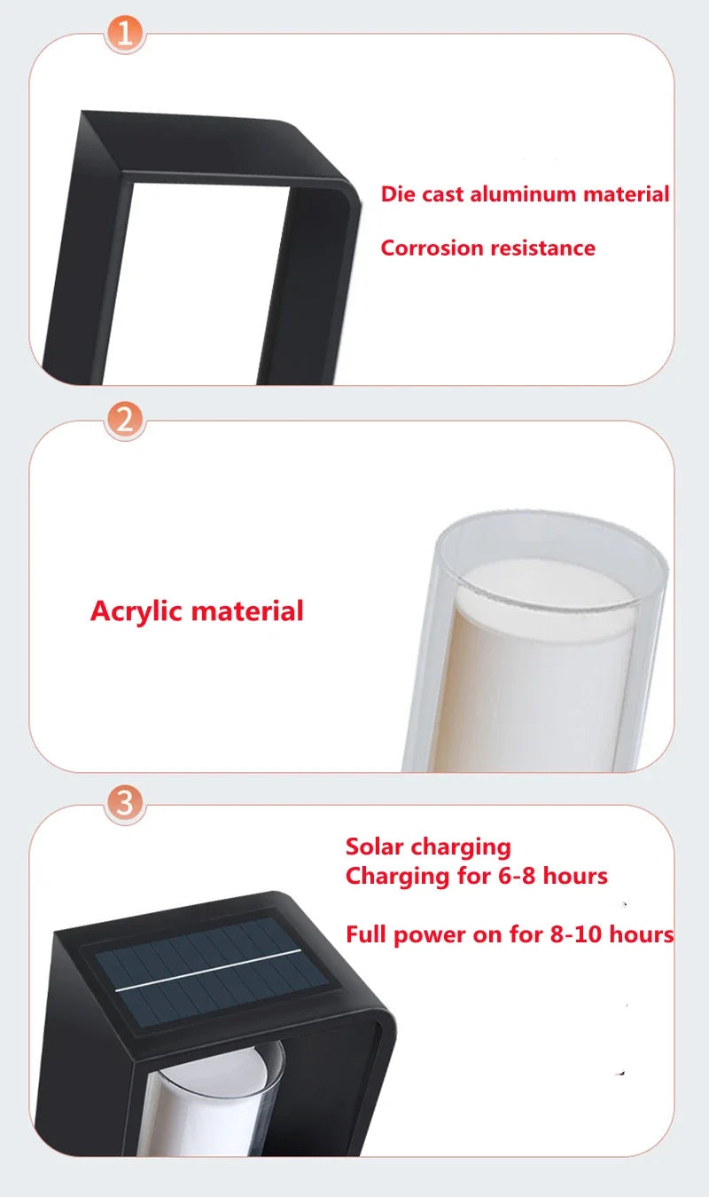 Solarny kinkiet ogrodowy LED – wodoodporna lampa na ogrodzenie