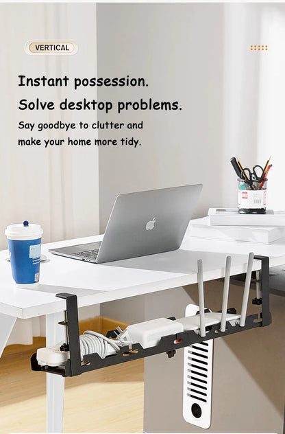 Teleskopowa półka pod biurko – organizer na kable bez wiercenia