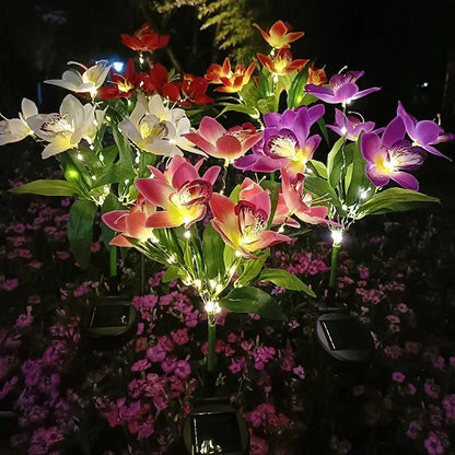 Solarna lampa ogrodowa Orchidea LED – dekoracyjny kwiat do trawnika
