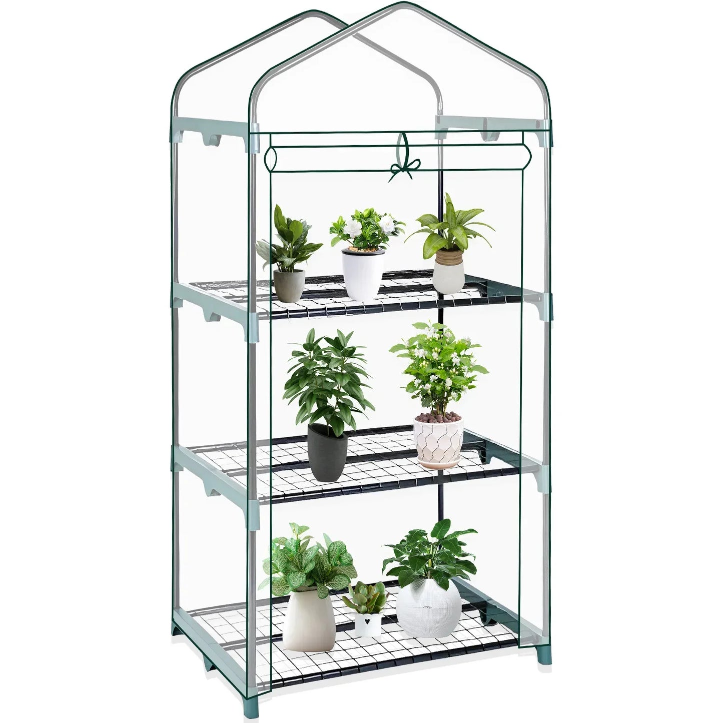 Szklarnia ogrodowa 4-poziomowa – transparentna z drzwiami i oknami