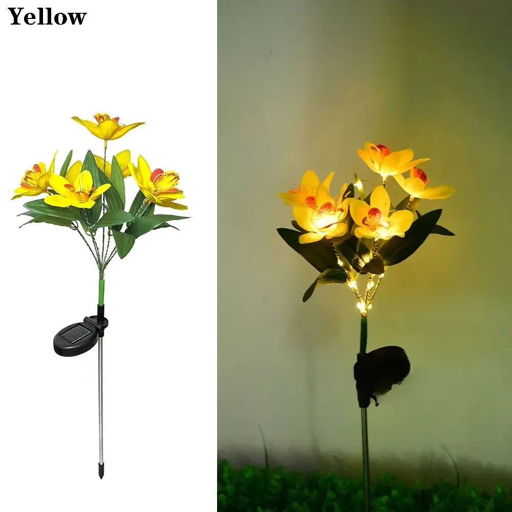 Solarna lampa ogrodowa Orchidea LED – dekoracyjny kwiat do trawnika