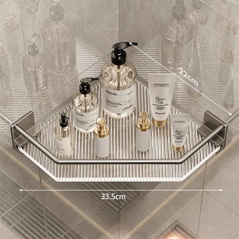 Akrylowa półka łazienkowa narożna – złota / srebrna