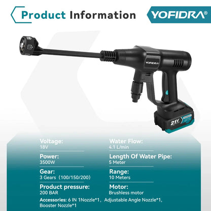 Myjka ciśnieniowa 200 Bar bezszczotkowa – pistolet z wiadrem