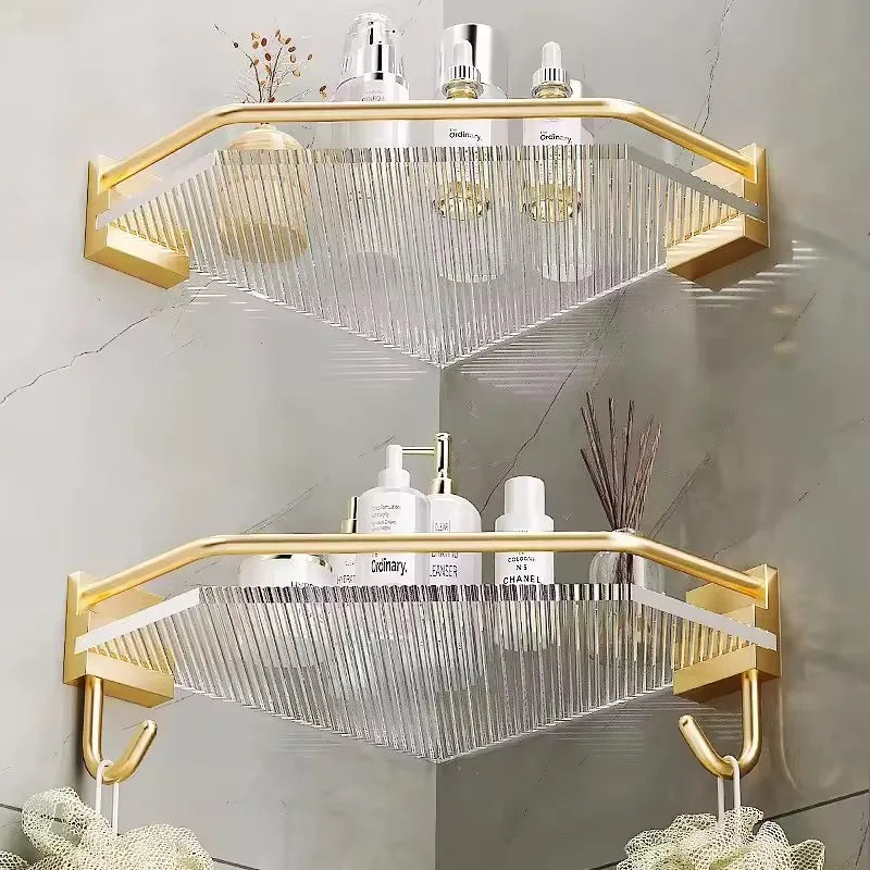 Akrylowa półka łazienkowa narożna – złota / srebrna