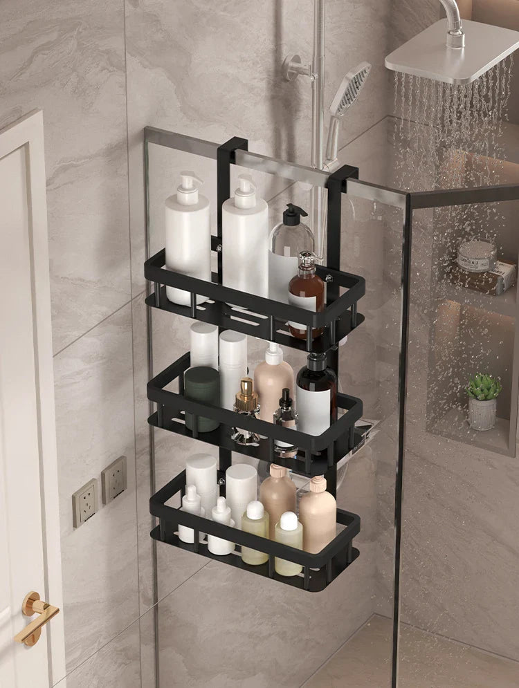 3-poziomowa półka łazienkowa na drzwi – organizer pod prysznic