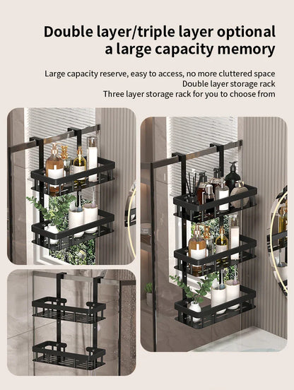 3-poziomowa półka łazienkowa na drzwi – organizer pod prysznic