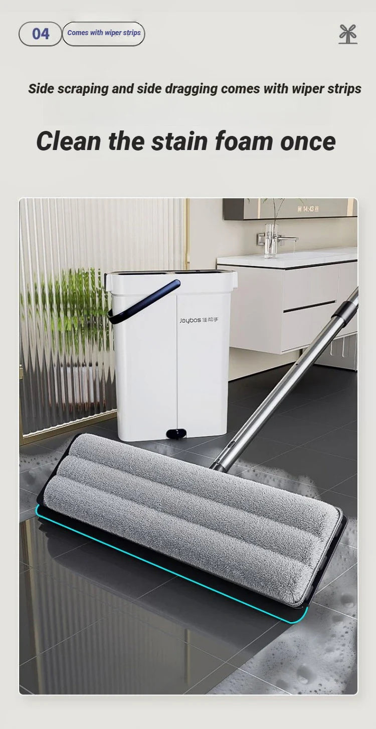 Mop płaski JOYBOS 33 cm z wiadrem – system 2w1 mokre & suche czyszczenie