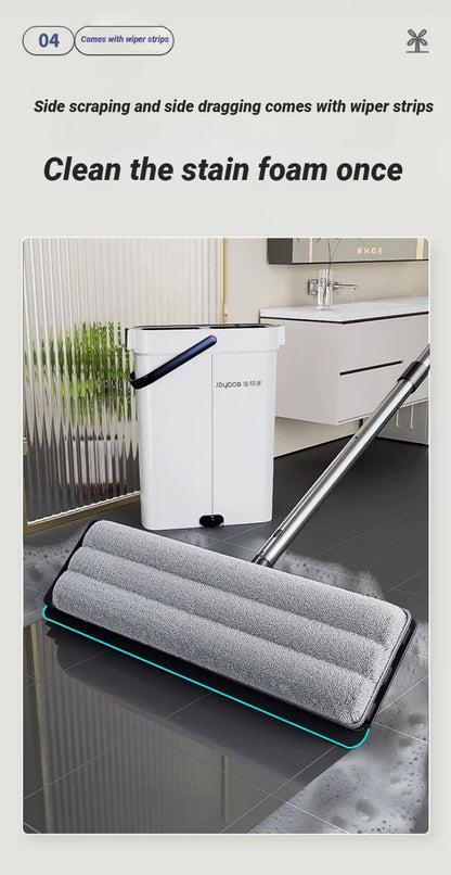 Mop płaski JOYBOS 33 cm z wiadrem – system 2w1 mokre & suche czyszczenie