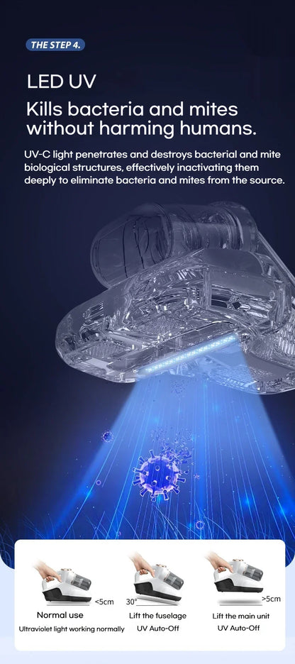 Odkurzacz do roztoczy 10000Pa – UV, podwójny zbiornik, 3 tryby