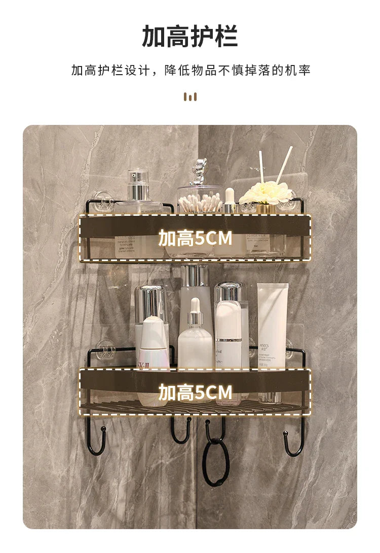 Złota półka łazienkowa narożna – bez wiercenia