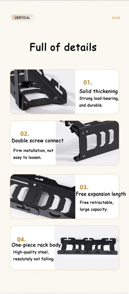 Teleskopowa półka pod biurko – organizer na kable bez wiercenia