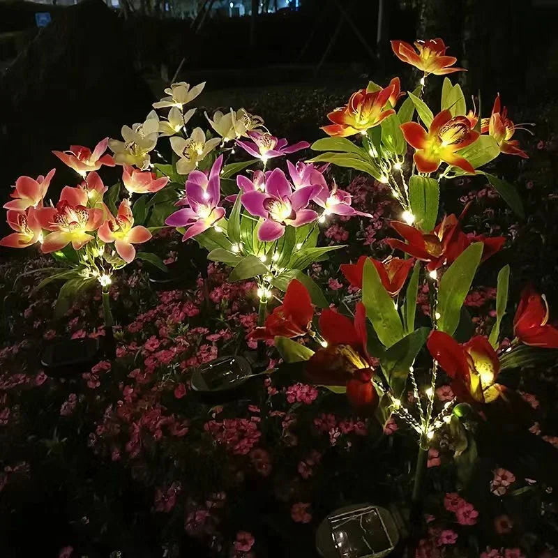 Solarna lampa ogrodowa Orchidea LED – dekoracyjny kwiat do trawnika