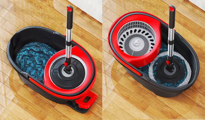 Kompletny zestaw mop obrotowy z wiadrem – system łatwego wyciskania