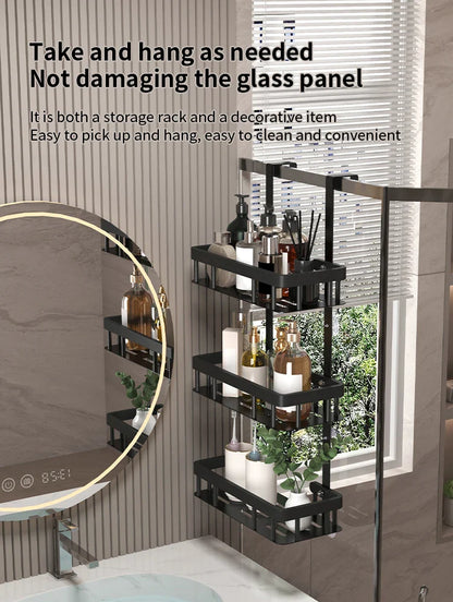 3-poziomowa półka łazienkowa na drzwi – organizer pod prysznic