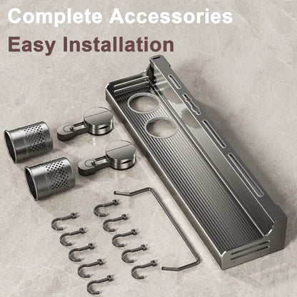 Ścienny organizer kuchenny na przyssawki – półka na przyprawy i noże